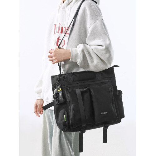 斜後後背包男潮牌機能工裝風單肩包大容量手提托特包女學生補習上課包