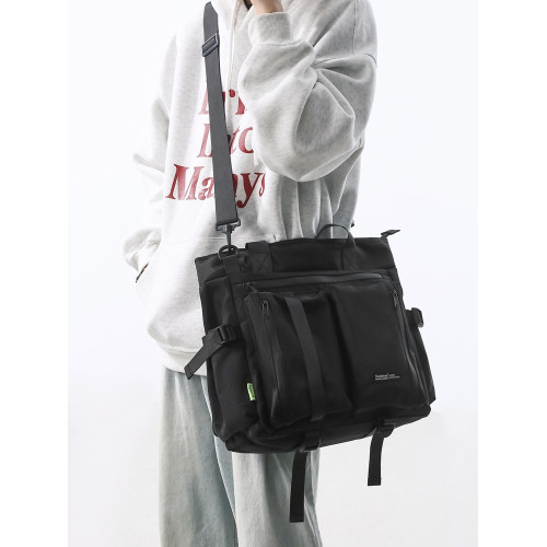 斜後後背包男潮牌機能工裝風單肩包大容量手提托特包女學生補習上課包