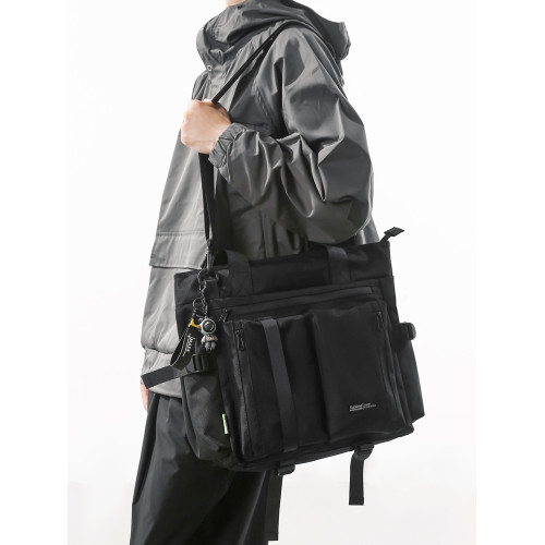 斜後後背包男潮牌機能工裝風單肩包大容量手提托特包女學生補習上課包