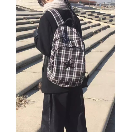 韓國25春夏海星格子雙肩包明宰鉉同款後後背包復古星星學生書包大容量