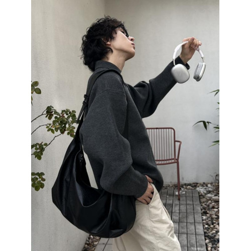 NIN原創日系街頭單肩斜背大容量復古ins寬帶托特包男女皮質通勤包 NIN原創日系街頭單肩斜背大容量復古ins寬帶托特包男女皮質通勤包