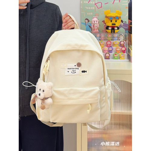 日系簡約書包女校園時尚純色大容量雙肩包學院風簡約輕便旅行後後背包