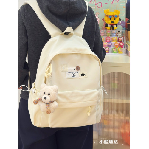 日系簡約書包女校園時尚純色大容量雙肩包學院風簡約輕便旅行後後背包