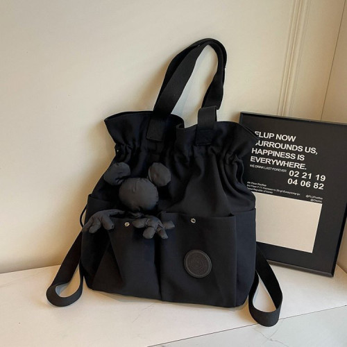 新款時尚輕便雙肩包女新款抽繩旅行包學生書包高級感休閒單肩後後背包