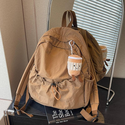 休閒雙肩包女大容量時尚初中高中生學生褶皺書包布包韓版旅遊後後背包