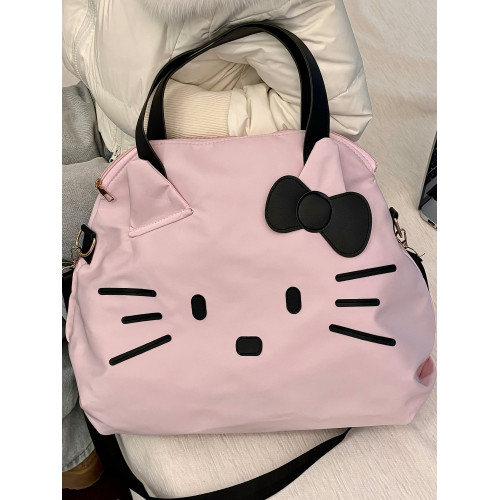 卡通KT貓旅行袋女大容量可愛手提斜後後背包短途出差健身包可套行李箱