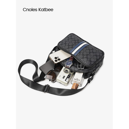 Cnoles Katbee新款時尚牛皮男包單肩包斜後後背包男潮牌ins休閒小挎包