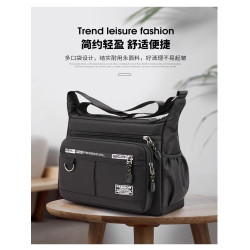 新款大容量單肩包防水耐磨後後背包多口袋做生意包商務休閒男士斜後後背包