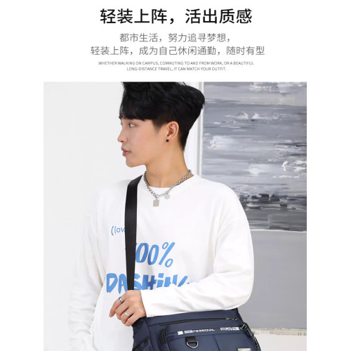 新款大容量單肩包防水耐磨後後背包多口袋做生意包商務休閒男士斜後後背包