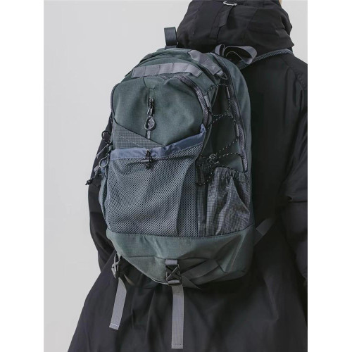 韓系機能風雙肩後後背包男女多功能大容量戶外登山包旅行網眼抽繩復古