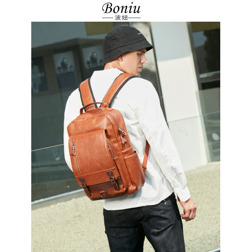 真皮雙肩包女13-16寸電腦包短途旅行軟皮質大書包上班牛皮後後背包