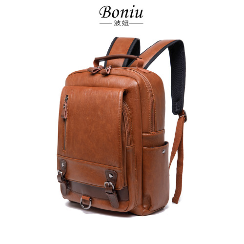 真皮雙肩包女13-16寸電腦包短途旅行軟皮質大書包上班牛皮後後背包