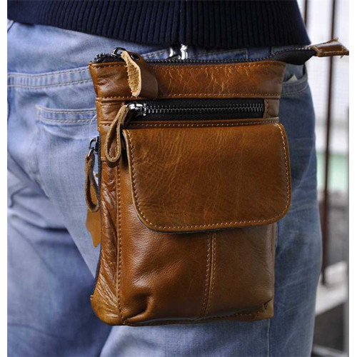 真皮男士復古手機戶外7寸帶掛鉤小腰包油蠟皮穿皮帶腰包單肩斜背 真皮男士復古手機戶外7寸帶掛鉤小腰包油蠟皮穿皮帶腰包單肩斜背