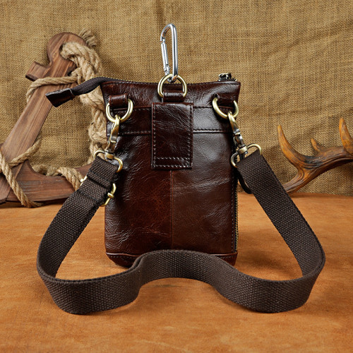 真皮男士復古手機戶外7寸帶掛鉤小腰包油蠟皮穿皮帶腰包單肩斜背 真皮男士復古手機戶外7寸帶掛鉤小腰包油蠟皮穿皮帶腰包單肩斜背