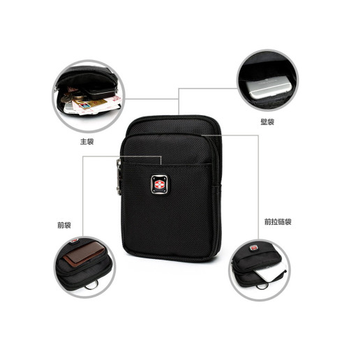 瑞士軍刀手機包男斜背迷你腰包穿皮帶牛津帆布竪款多層小單肩後後背包