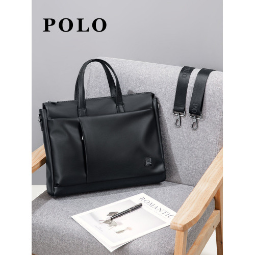 Polo公文包男款商務單肩斜後後背包大容量電腦通勤包男士手提包公務包