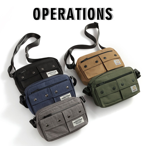 日系牛津紡布土酷青年經典款潮工裝機能多層短途旅行小單肩斜後後背包 日系牛津紡布土酷青年經典款潮工裝機能多層短途旅行小單肩斜後後背包