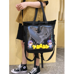 書包雙肩包大容量透明後後背包男女學生新款潮日系手提痛包外出遛娃包