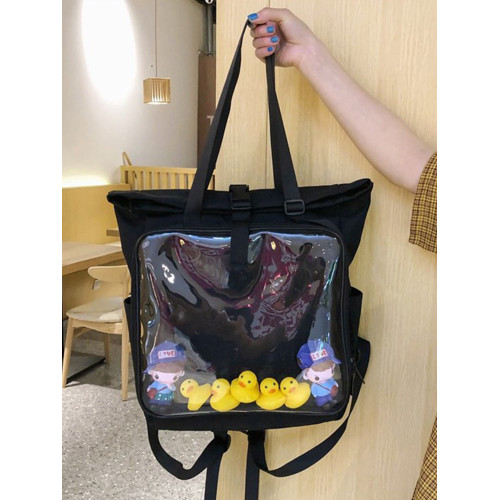 書包雙肩包大容量透明後後背包男女學生新款潮日系手提痛包外出遛娃包