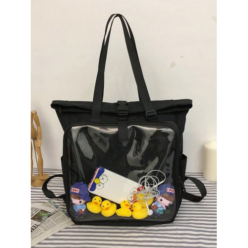 書包雙肩包大容量透明後後背包男女學生新款潮日系手提痛包外出遛娃包