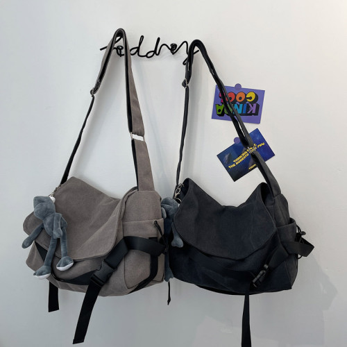 斜後後背包男復古大容量帆布包男生單肩包上課包女學生休閒帆布挎包女 斜後後背包男復古大容量帆布包男生單肩包上課包女學生休閒帆布挎包女