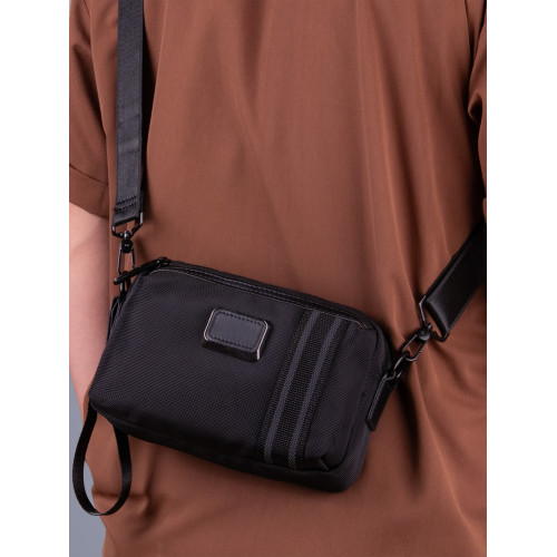 新款斜後後背包男士單肩包牛津布橫款通勤包大容量帆布輕便旅行小後後背包