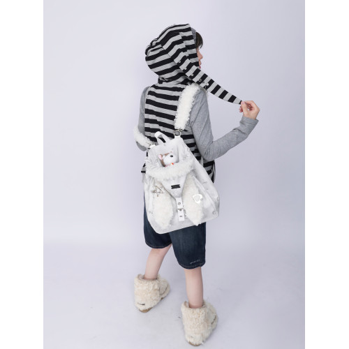 rebirth野生設定兔耳朵雙肩包女2026秋冬可愛上課毛毛包斜背書包