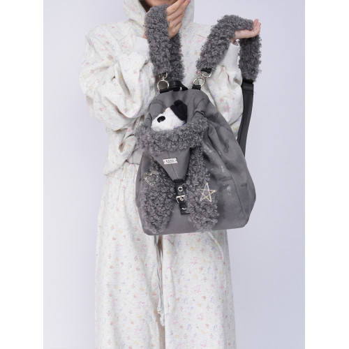 rebirth野生設定兔耳朵雙肩包女2026秋冬可愛上課毛毛包斜背書包