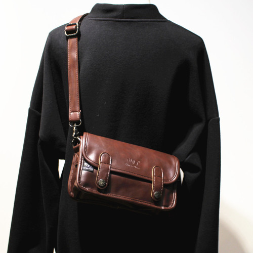 threebox韓國時尚男士單肩包休閒郵差斜背小包日系斜背胸包潮後後背包