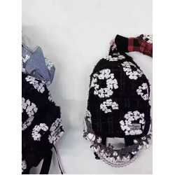 ReddymRde Denim Tedrs 聯名萬針木棉花黑白花卉萬針刺綉雙肩後後背包