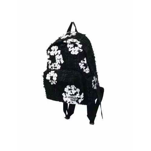 ReddymRde Denim Tedrs 聯名萬針木棉花黑白花卉萬針刺綉雙肩後後背包