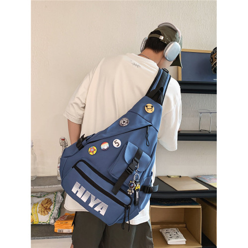 潮流工裝包日系復古斜後後背包男街頭大容量後後背包女學生潮牌胸包騎行包 潮流工裝包日系復古斜後後背包男街頭大容量後後背包女學生潮牌胸包騎行包