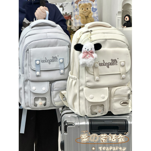 ins可愛書包女生2025新款大容量雙肩包 初中高中學生上學電腦後後背包