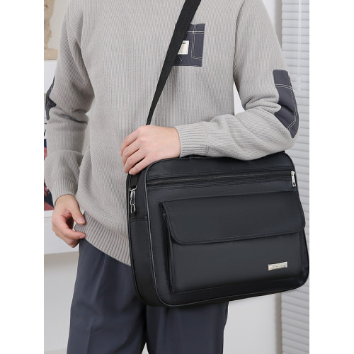 大容量男士斜後後背包牛津布商務手提公文包休閒多層單肩後後背包商務包