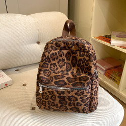 毛絨豹紋貓咪雙肩包kitty貓復古迷你收納包包通勤旅遊辣妹學生包