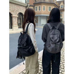 2025韓系新款波點多口袋書包女休閒學院風後後背包高中學生雙肩包