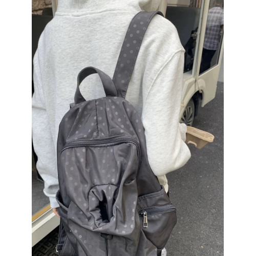 2025韓系新款波點多口袋書包女休閒學院風後後背包高中學生雙肩包