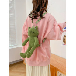 可愛卡通青蛙雙肩包2026新款徐浩明同款毛絨包公仔後後背包搞怪孤寡包