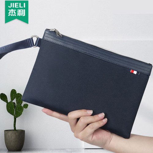 傑利文件袋雙層拉鍊式內有插袋文件包收納包大容量防水牛津帆布