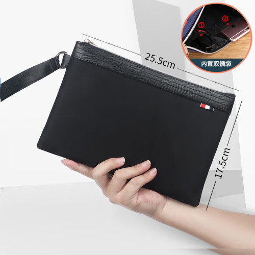 傑利文件袋雙層拉鍊式內有插袋文件包收納包大容量防水牛津帆布