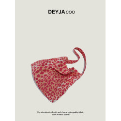 韓系慵懶風樹莓粉色豹紋帆布包章若楠同款上班通勤松弛感帆布袋女