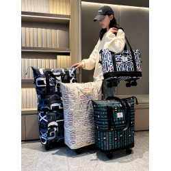 帶滑輪萬向輪行李袋女士外出旅行包時尚大容量手提輕便折曡行李包