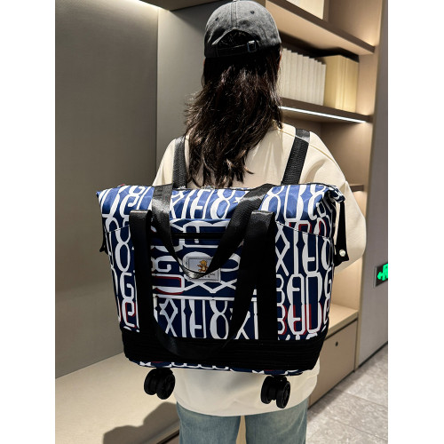 帶滑輪萬向輪行李袋女士外出旅行包時尚大容量手提輕便折曡行李包