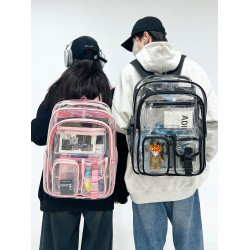 PVC透明果凍包男2026新款大容量雙肩包女中學生書包個性防水後後背包