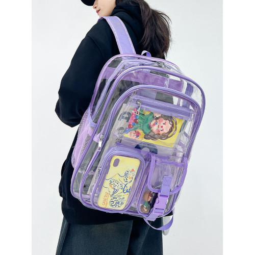 PVC透明果凍包男2026新款大容量雙肩包女中學生書包個性防水後後背包 PVC透明果凍包男2026新款大容量雙肩包女中學生書包個性防水後後背包