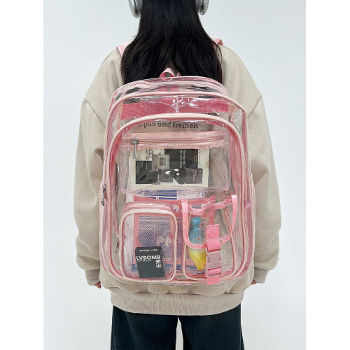 PVC透明果凍包男2026新款大容量雙肩包女中學生書包個性防水後後背包 PVC透明果凍包男2026新款大容量雙肩包女中學生書包個性防水後後背包