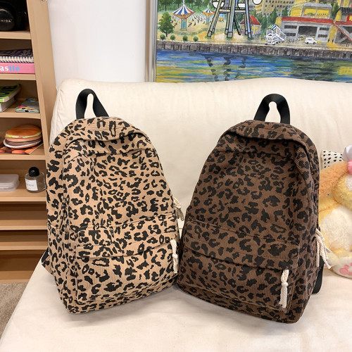 旅行通勤豹紋小衆雙肩包新款大容量學生輕便書包休閒大學生後後背包女