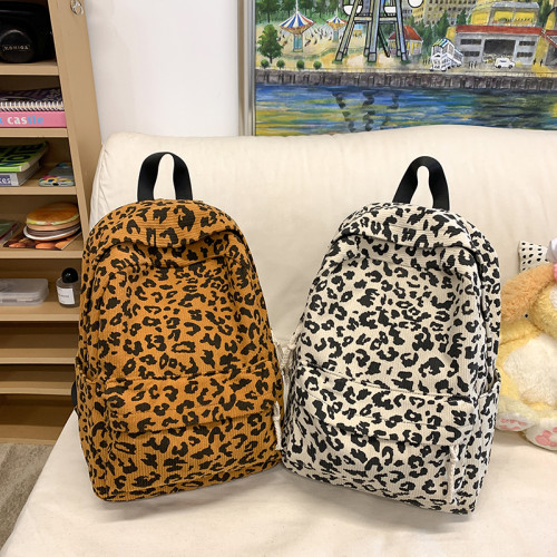 旅行通勤豹紋小衆雙肩包新款大容量學生輕便書包休閒大學生後後背包女