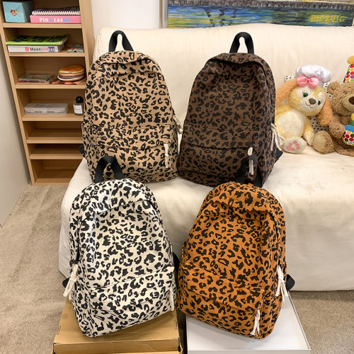 旅行通勤豹紋小衆雙肩包新款大容量學生輕便書包休閒大學生後後背包女