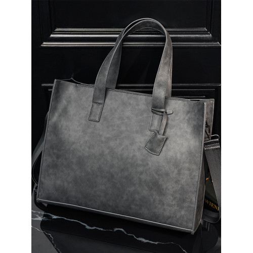 磨砂復古大容量托特包 韓版男包橫款單肩包文件包休閒出差公文包